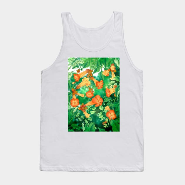 Minhwa: Summer Trumpet Creeper Tank Top by koreanfolkpaint